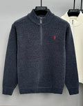 Designer luxury pony embroidered knitted sweater men high-end brand Paul casual comfort fashion zipper semi high neck pullover