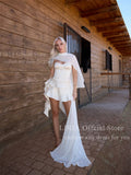LIRIA Customized Off White Short Wedding Dresses with Chiffon Shawl A-line Pleat Mini vestido de novia 2027 Elegant Bride Gown