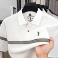 Designer luxury brand short sleeve polo shirt men's fashion pony embroidery casual stripes breathable summer new golf T-shirt