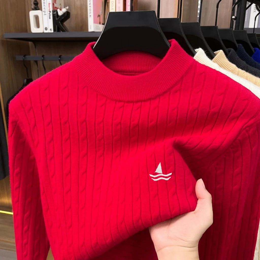 2026 Winter Luxury Brand Thickened Warm Sweater Designer Fashion Sailing New Embroidered Comfortable Mens Round Neck T-shirt Top