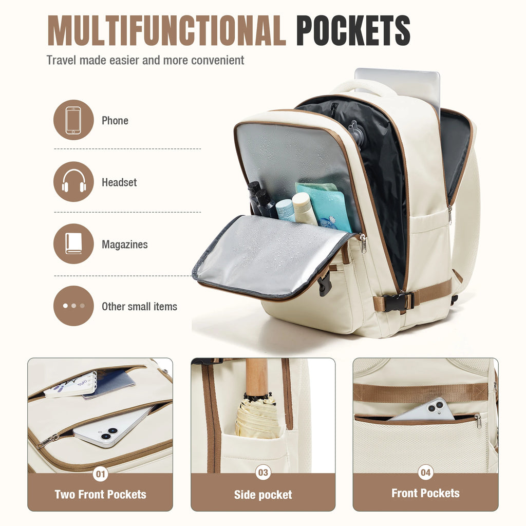 Vacuum Backpack Backpack Hand Luggage Aircraft, Ryanair Backpack 40x30x20 Travel Backpack for Women, Men's Work Bag Laptop Bag