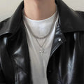 Personalized Punk Cross Star Chain Double Layer Necklace For Men Women Y2K Fashion Trend Rock Party Grunge EMO Accessorie