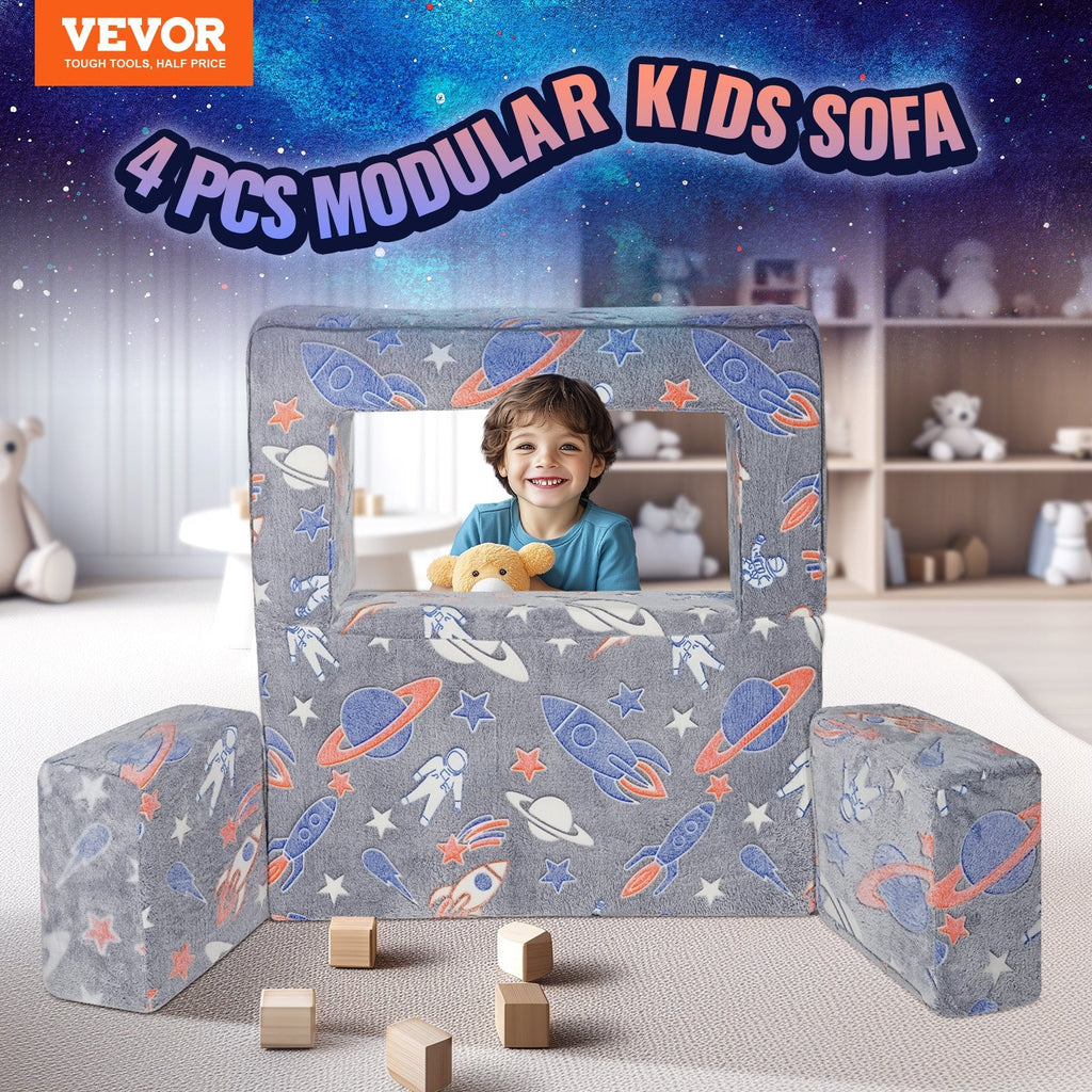 VEVOR Kids Couch, 4Pcs Toddler Couch Sofa Bed, Kids Chair Seat