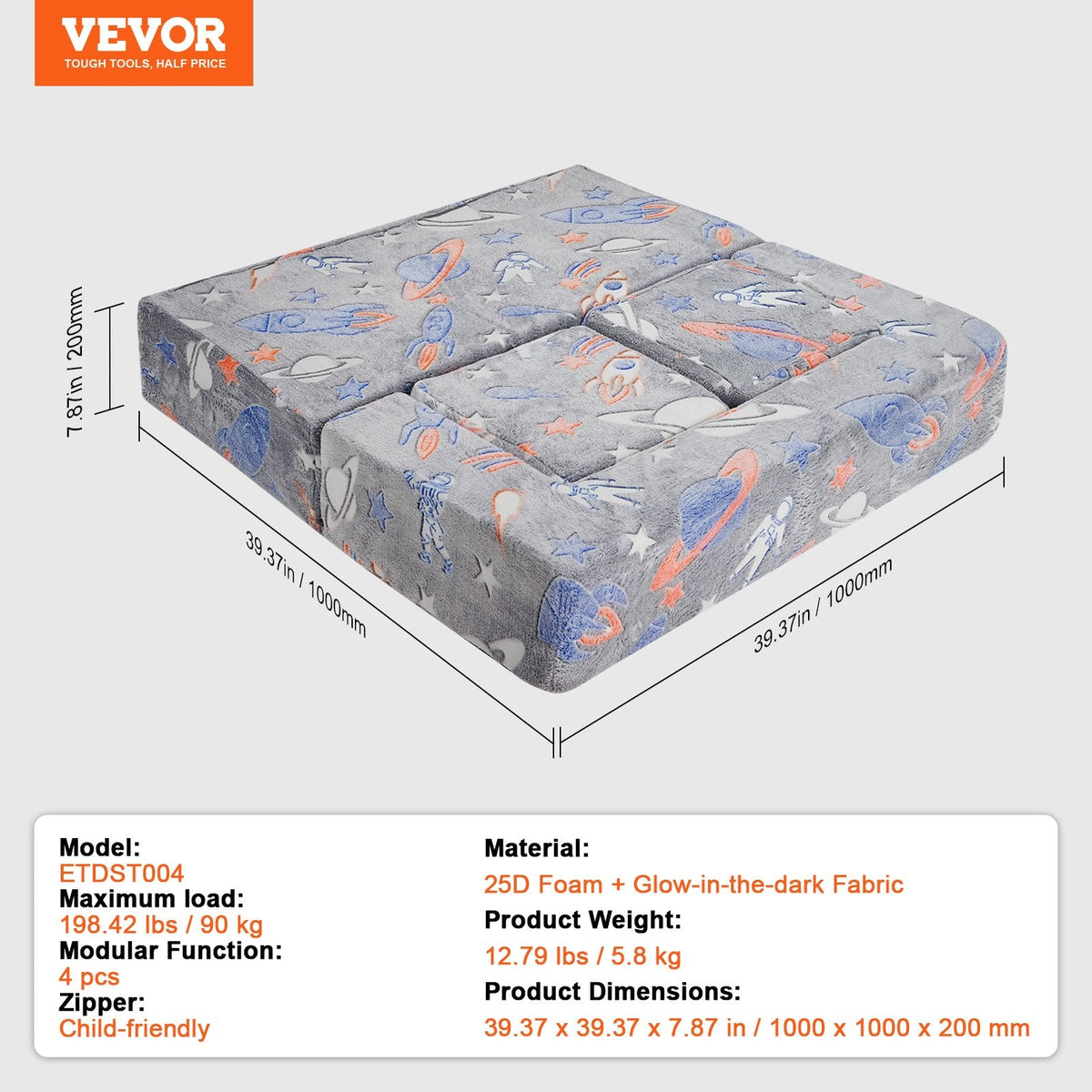 VEVOR Kids Couch, 4Pcs Toddler Couch Sofa Bed, Kids Chair Seat