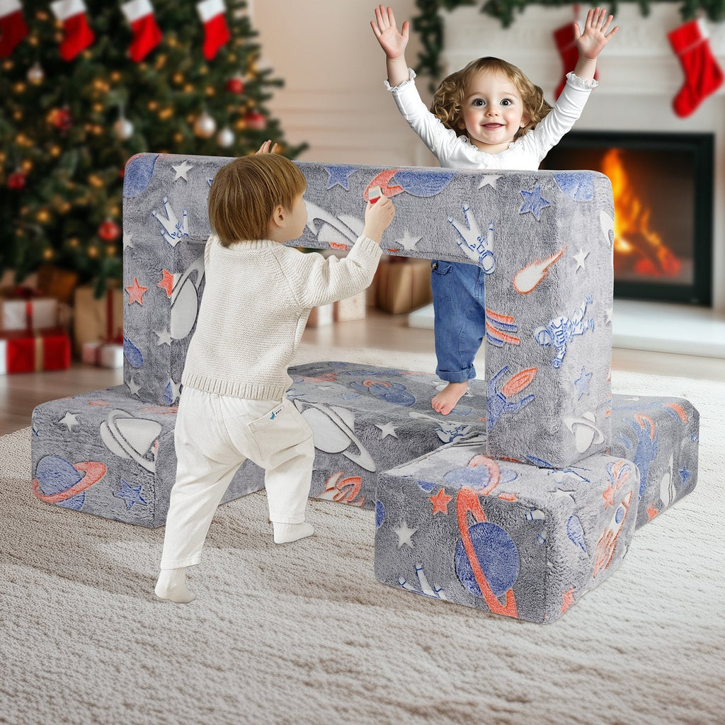 VEVOR Kids Couch, 4Pcs Toddler Couch Sofa Bed, Kids Chair Seat