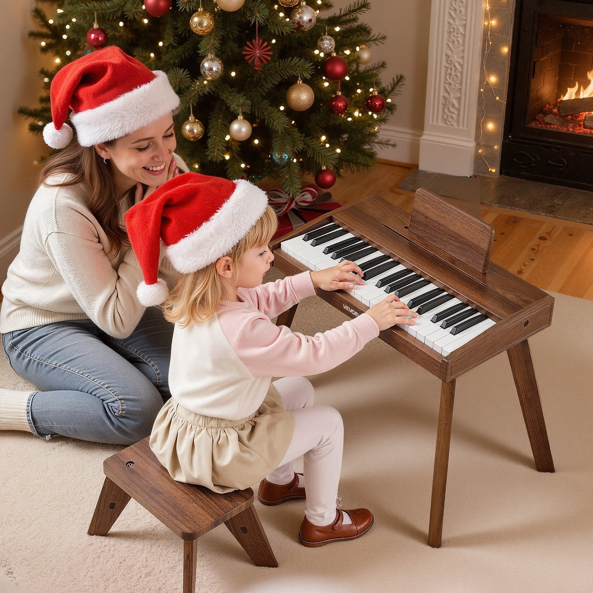 VEVOR Kids Piano Keyboard, 37 Key Wooden Digital Piano for Kids, Mini