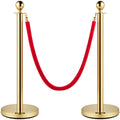 VEVOR Velvet Ropes and Posts, 5 ft/1.5 m Red Rope, Stainless Steel